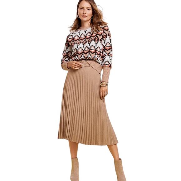 NWT Ann Taylor Fair Isle Metallic Jacquard Sweater Size XL - Picture 3 of 9